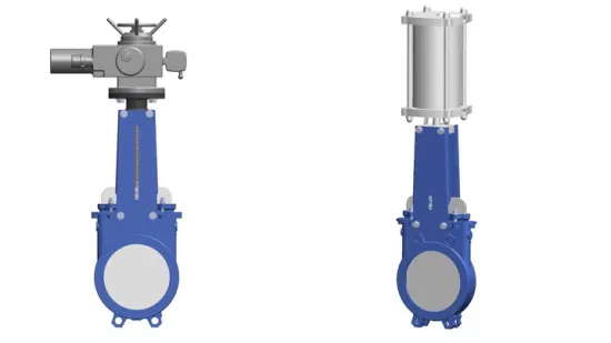 DN150 Pn16 スチールまたは鉄ウェーハ双方向導管ナイフ ゲート バルブを介して